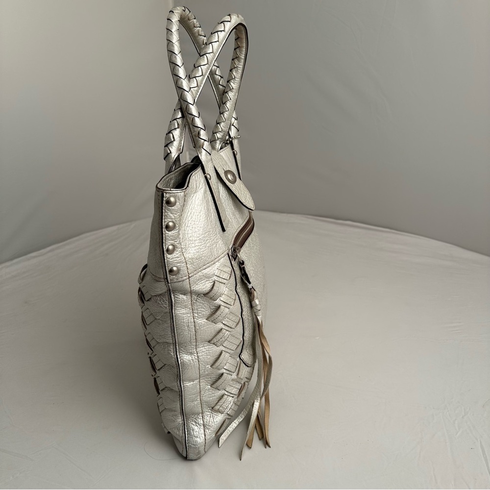 Coach Legacy Thompson metallic silver woven slim tote - Picture 3 of 13